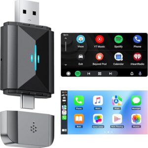 Volam Wireless Carplay Adapter for Android Wireless - 2 in 1 Car Adapter, 5GHz WiFi, Supports OTA, Type-C/USB Plug & Play, Wired CarPlay Required